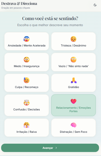 1) Escolha como você está se sentindo