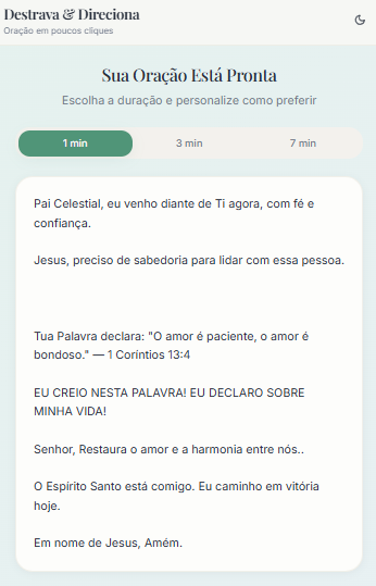 Sua oração está pronta